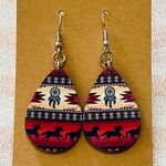 Southwestern, Horse, Dream Catcher, Teardrop Dangle Pierced Earrings Photo 0