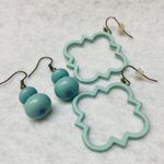 Earrings Two Pair Dangle Hook Pierced Shade of Blue, Teal, Pale Green Subjective Photo 1