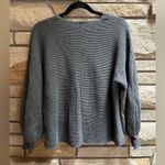 1. State  Balloon Lantern Sleeve Sweater Ribbed V Neck Grey Large cotton modal Photo 2