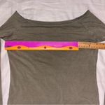 Brandy Melville Olive Green Bonnie Top Long Sleeve, Off Shoulder, Hip-Length Top Photo 4