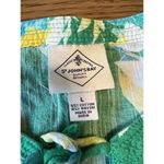 st. john's bay  Women Green Floral Long Sleeve Blouse Size Large Hawaiian Colorful Photo 10