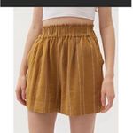 Urban Outfitters  Josie linen blend pull on shorts size medium mustard yellow Photo 1