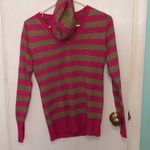 New York And Company Pink strips Sweater with beanie XS Photo 0