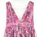 Lulus NWT Glam Party Garden Romance Magenta Floral Print Organza Maxi Dress XL Photo 3