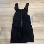 Free People Black Denim Overall Sleeveless Jean Zip Front Mini Dress Size 0 Photo 1