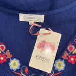 Entro  medium women’s shirt sleeve blue v neck floral embroidered baby doll dress Photo 8