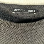 ZARA  Black Textured Cold Shoulder Ruffle Long Sleeve Top Women Size L Photo 2