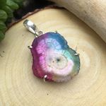 Rainbow solar quartz silver pendant Blue Photo 1