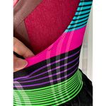 swimsuit one piece striped Vintage 1990s shorts hot pink blue green Size 12 Photo 6