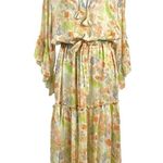 MISA Los Angeles Misa Bohemian Dainty Marcele Floral Chiffon Midi Dress Pastel Splash Size Medium Photo 0