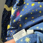 CELIA B Dress Celestial Sun Stars Print Navy Rickrack Trim Midi Dress XS Blue Photo 8