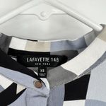 Lafayette 148 Blouse XS Button Gray Geometric Office Career Flare Sleeve Photo 2