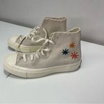 Converse All Star Chuck Taylor Wmn 6.5 Embroidered Floral Cream Leather Suede White Photo 6