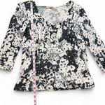 cha cha vente Vintage Black and White Floral Print Top Photo 7