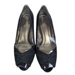 Adrianna Papell Jude Heels Shoes 7.5 Wide Black Satin Lace Special Occasion Photo 9