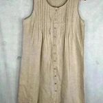 LL.Bean 100% Linen Oatmeal Color Sleeveless Button up Dress Measurement Included Size undefined Photo 0