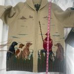 Ralph Lauren Vintage Lauren  Hand Knit Landscape Wool Cardigan sz M Fisherman Dog Photo 15