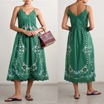 Sea NY Vesna Embroidered Cotton Linen Slip Midi Dress Green Size 2 Photo 2