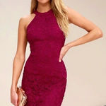 Lulus NWT Love Poem Magenta Lace Halter Mini Dress size Large Photo 0