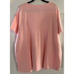 Quacker Factory V Neck Short Sleeve Pink Top W/ Zip Rhinestone Accent Pocket 3X Photo 1