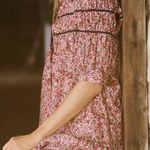 Maeve NWT  Floral Cottage Puff Sleeves Pink Mini Dress Sz L Photo 0