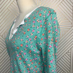 Anthropologie Roberta Roller Rabbit Blooms Pajama Top Tee Henley Floral Green Size US Small‎ Photo 5