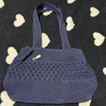 Worthington  Navy Woven Crochet Shoulder Bag Y2K Photo 0