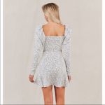 Misha Lourdetta Long Puff Sleeve Mini Dress Spot Print Snow Leopard White 4 Black Photo 12