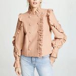 Ulla Johnson $750 NWOT  Wool Lucinde Double-Breasted Pea Coat Jacket Ruffles Sz P Photo 4