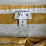 J. Crew Yellow White Striped Brass Button Boat Neck Boxy Cotton Tee Shirt Sz S Photo 3