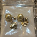 Christian Dior Dior Tribales Earrings Gold-Finish Metal with White Resin Pearls & Red Crystals Photo 3