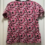 Dickies  Scrub Top Pink and Black Hearts and Stars Size Medium Photo 6