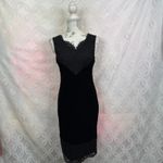 Calvin Klein  Velvet Black V Neck Dress with Lace Trim Size 2‎ NWT $129 Photo 10
