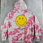 H&M  Smiley Collaboration Positive Pullover Hoodie Women's Size Large Tye Dye Photo 13