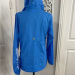 Columbia PFG Morning View Packable Windbreaker Full Zip Hooded Jacket in blue. Photo 2