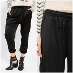 Urban Outfitters Kimchi Blue Black Silky Satin Joggers Pants Elastic Waist L Photo 2