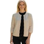 Vintage Harilela's Ivory Angora Blend Pearl Button Beaded Cardigan Size 40 Size L Photo 1