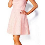 Betsey Johnson  peach lined lace dress with peekaboo sheer lace collar & back / 6 Photo 0