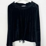 Chloé See By Chloe Black Velvet Long Sleeve Blouse Drawstring Size 40 Photo 0