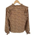 Rachel Parcell Rachel Parnell Tan Brown Leopard Print Ruffle Long Sleeve Blouse Top Extra Small Photo 8