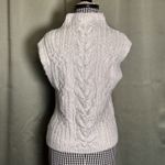 Lucky Brand  Women Metallic Cable-Knit Sweater Vest Ivory Silver Size XS MSRP $90 Photo 4