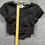 Princess Polly  Corset Cropped Top Womens 2 Black Ribbed Knit Cap Sleeve Fitted Photo 3