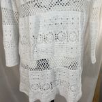 D & Co Crotchet Knitted Long Sleeve Coverup Shirt White Small Photo 7
