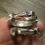 Carnegie vintage silver tone rhinestone clip on hoops Photo 6