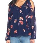 Jolt long split sleeve navy floral top size small Photo 0
