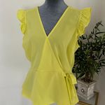 Meraki moon Yellow top women's faux wrap blouse Photo 0