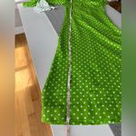 Vintage 1960s Handmade Lime Green White Polka Dot Column Maxi Dress and Scarf Photo 8