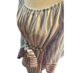 Moon River Striped Midi Dress Blue White Tie‎ Waist Long Sleeve Bell Sleeve Casual Photo 2