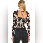 Free People Black Floral Print Keyhole Neck Boho Peasant Hilary Top Size Small Photo 1