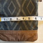 MYRA CROSSBODY BAG DARK GREY/BLUE CANVAS WITH TAN LEATHER TRIM ADJUSTABLE STRAP Gray Photo 7